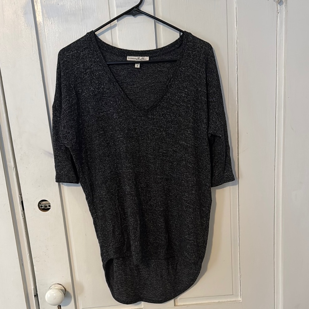 Black V-Neck Knit Top